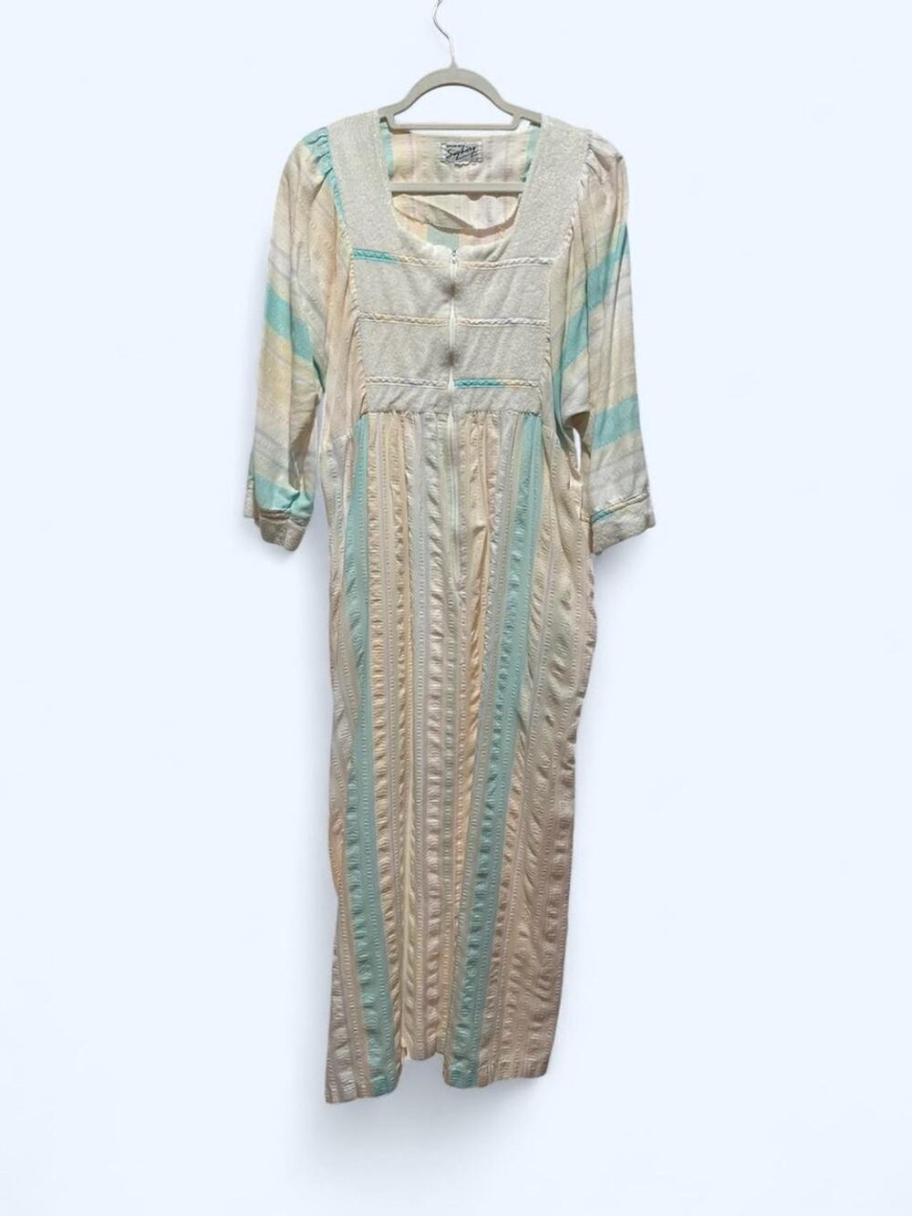 Vintage Saybury Maxi House Dress in Pastel Stripes